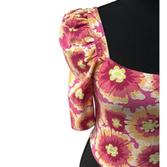 NWT! Free People Give Me More Floral Half Sleeve Crop Top - Size XS - Picture 7 of 9